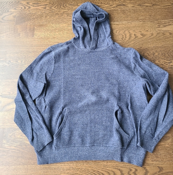 Gap Men's Blue Textured  Sweater Hooded Sz.L - Picture 1 of 9